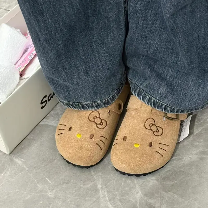 Sanrio Hello Kitty Cute Anime Slippers Summer Female Thick Sole Flat Shoes Sweet Cartoon Outdoor Anti Slip Slippers Girl Gift