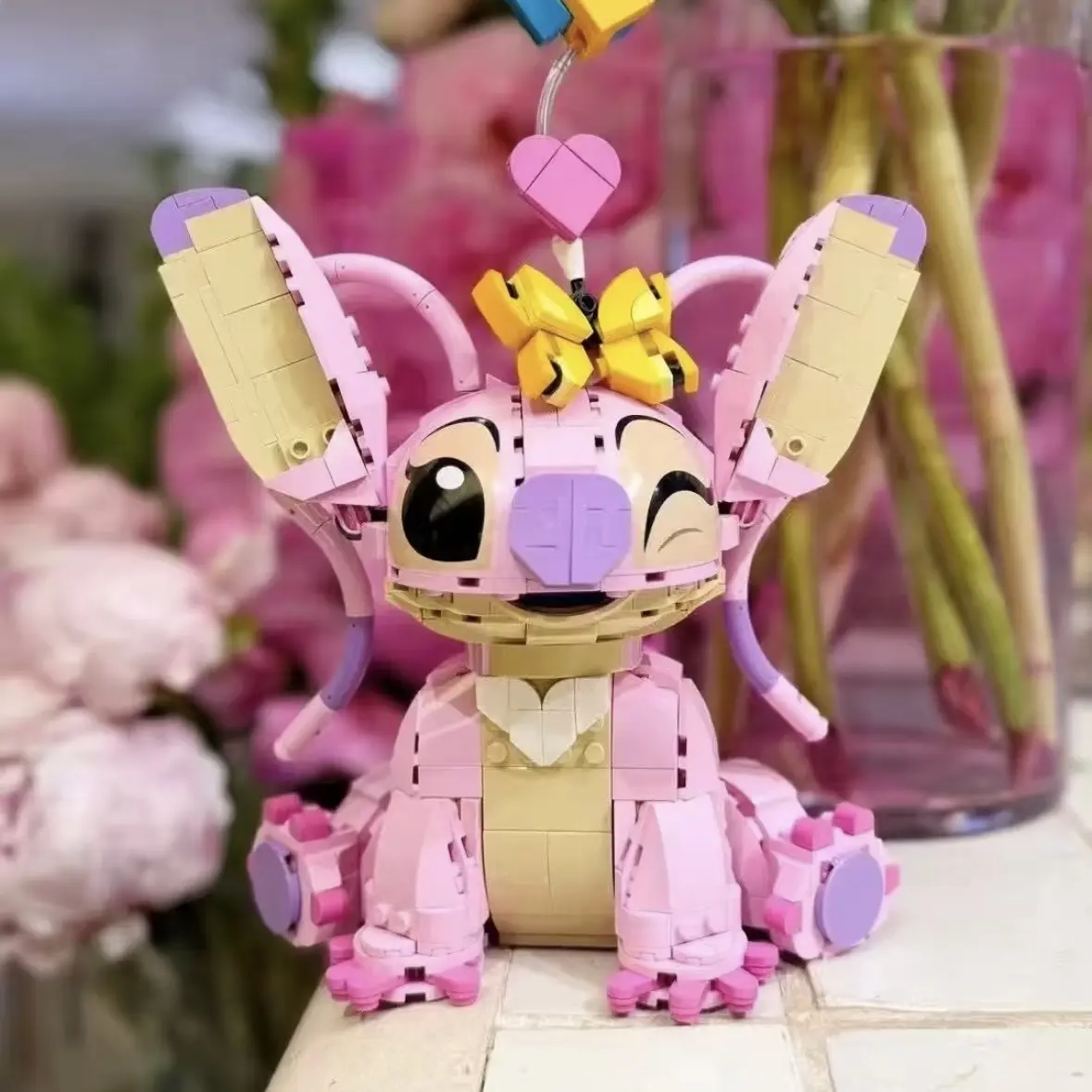 MINISO DISNEY 43257 Angel Building Blocks Cartoon Cute Children Assembly Bricks Toys Ear Mobility Girl Christmas Birthday Gift
