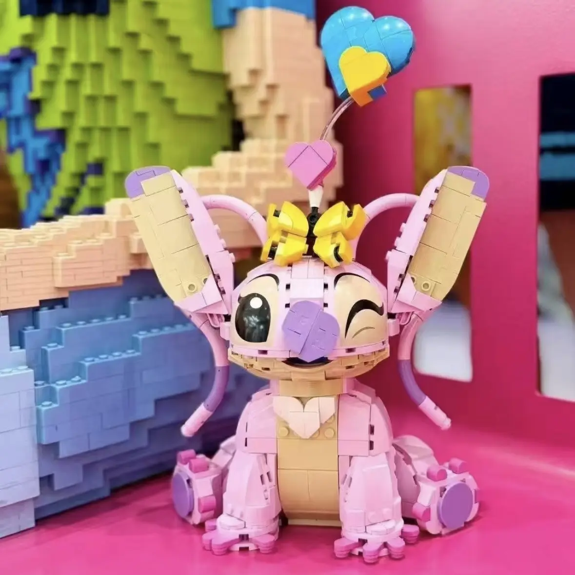 MINISO DISNEY 43257 Angel Building Blocks Cartoon Cute Children Assembly Bricks Toys Ear Mobility Girl Christmas Birthday Gift