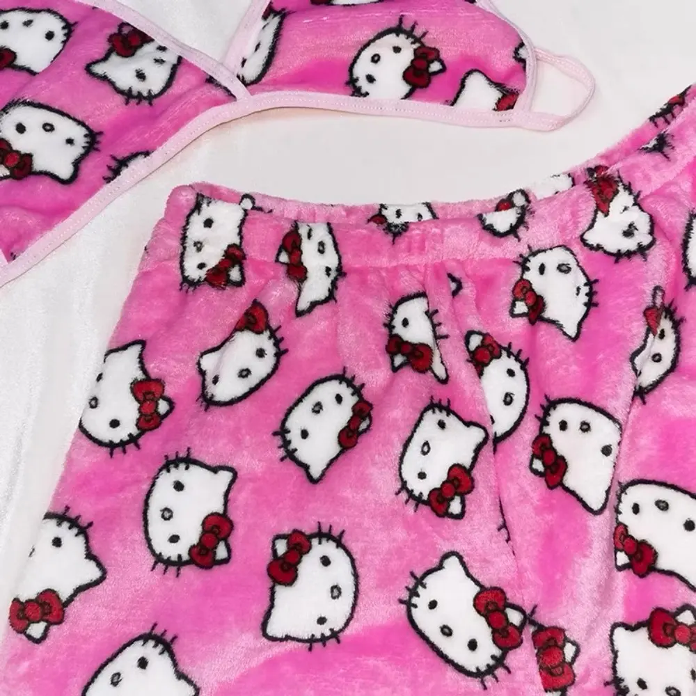 Hello Kitty ladies Pajama Two Piece Sanrio Anime Kawaii Women Home Underwear Cute Summer Beachwear Bra Shorts Girl Bikini