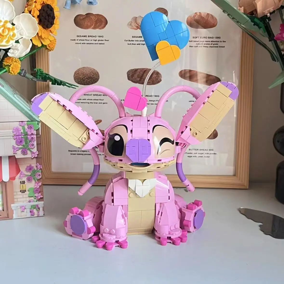 MINISO DISNEY 43257 Angel Building Blocks Cartoon Cute Children Assembly Bricks Toys Ear Mobility Girl Christmas Birthday Gift