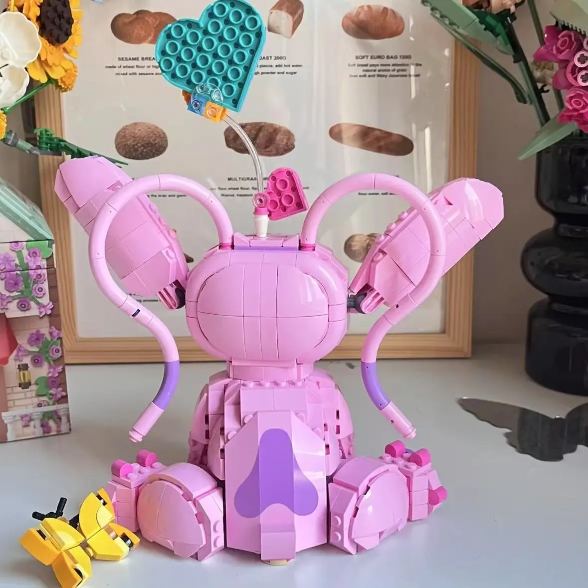 MINISO DISNEY 43257 Angel Building Blocks Cartoon Cute Children Assembly Bricks Toys Ear Mobility Girl Christmas Birthday Gift