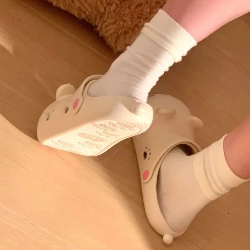 Cartoon Rilakkuma Shoes Cute Bear Pvc Non-Slip Anti-Odor Wear Bag Head Sandals Cute Summer Beach Shoes Girl Gift
