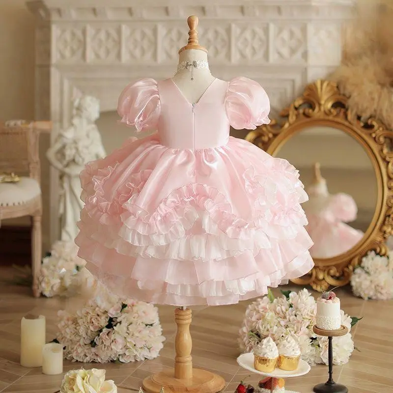 New princess dress baby first birthday dress children's canopy