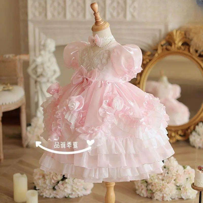 New princess dress baby first birthday dress children's canopy