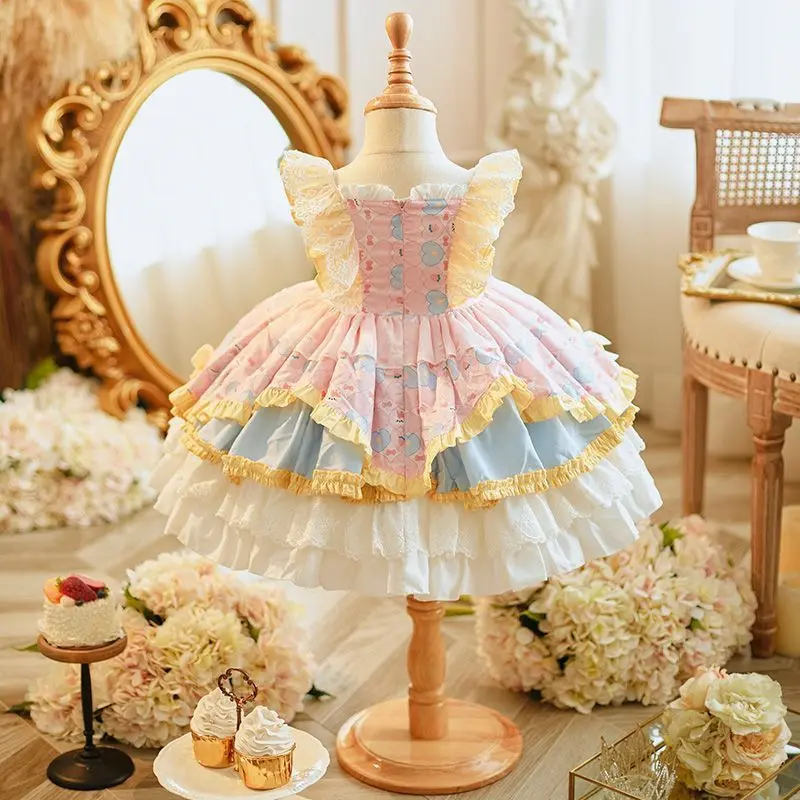 New princess dress baby first birthday dress children's canopy