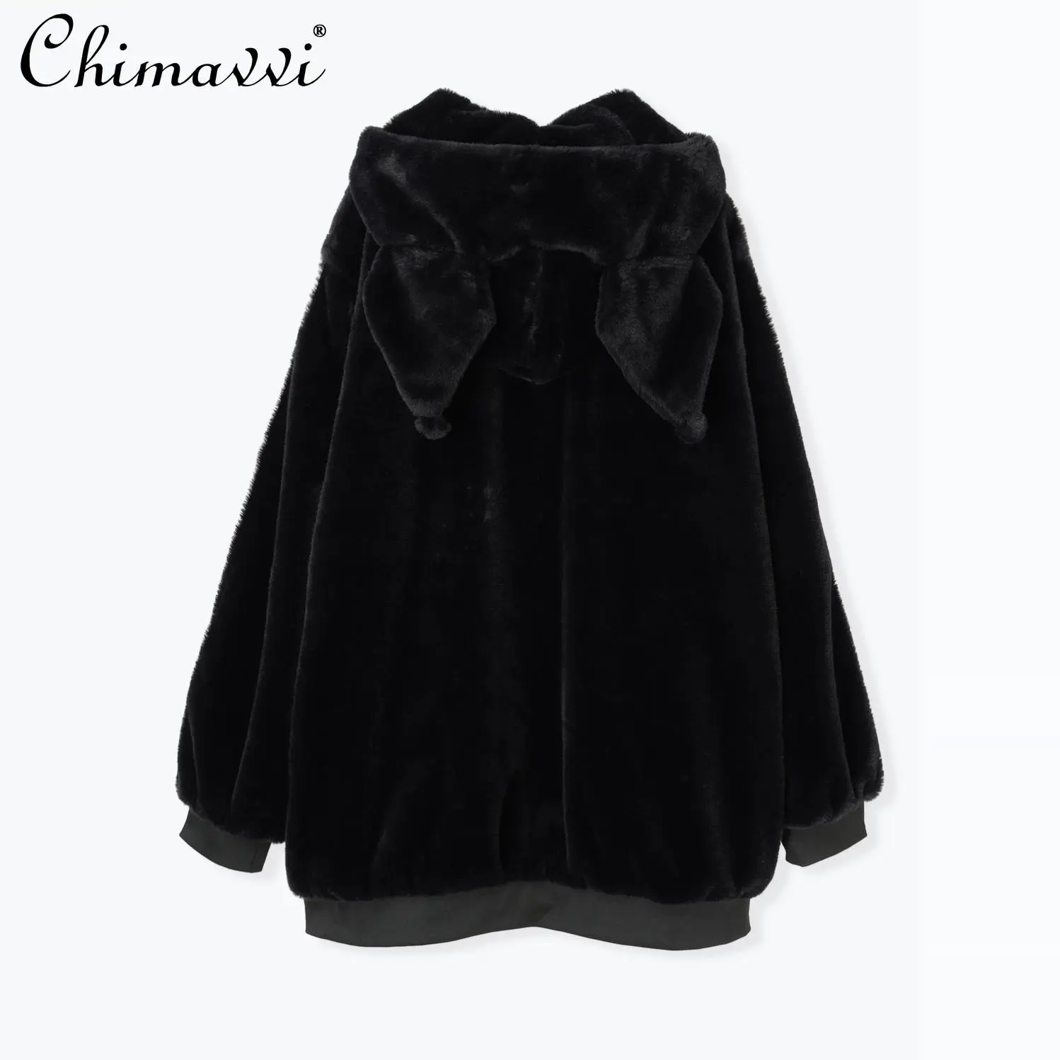 Japanese Kulomie Leather Button Plush Jacket Stand-Up Collar Mine Harajuku Dark Girl Ladies Warm Long Sleeve Winter Jackets Coat