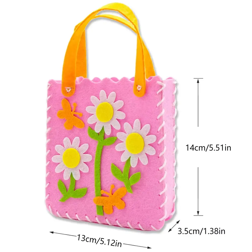 8Pcs Colorful Nonwovens Handbags Sewing Kit DIY Felt Sewing Kits Craft Felt with Safety Needle for Boys Girls Beginners