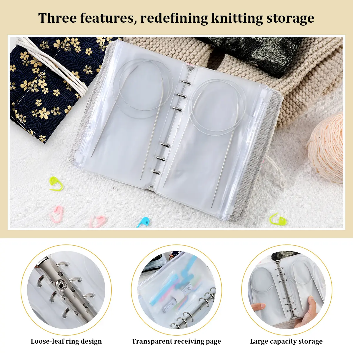 Stainless Steel Knitting Tools Sweater Circular Needle Kits DIY Crochet Weaving Pins Tools Set with Sewing Accessories Kit