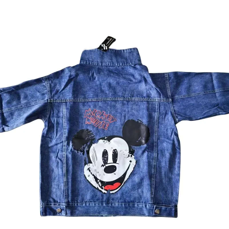 Cartoon Clothing Mickey Printed Denim Jacket Women's Spring And Autumn Loose Preppy Style Large Size Jacket Cartoon Casual Tops