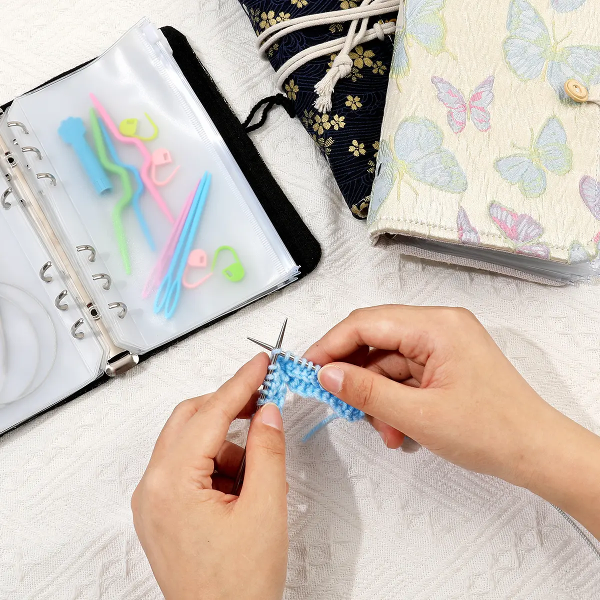 Stainless Steel Knitting Tools Sweater Circular Needle Kits DIY Crochet Weaving Pins Tools Set with Sewing Accessories Kit
