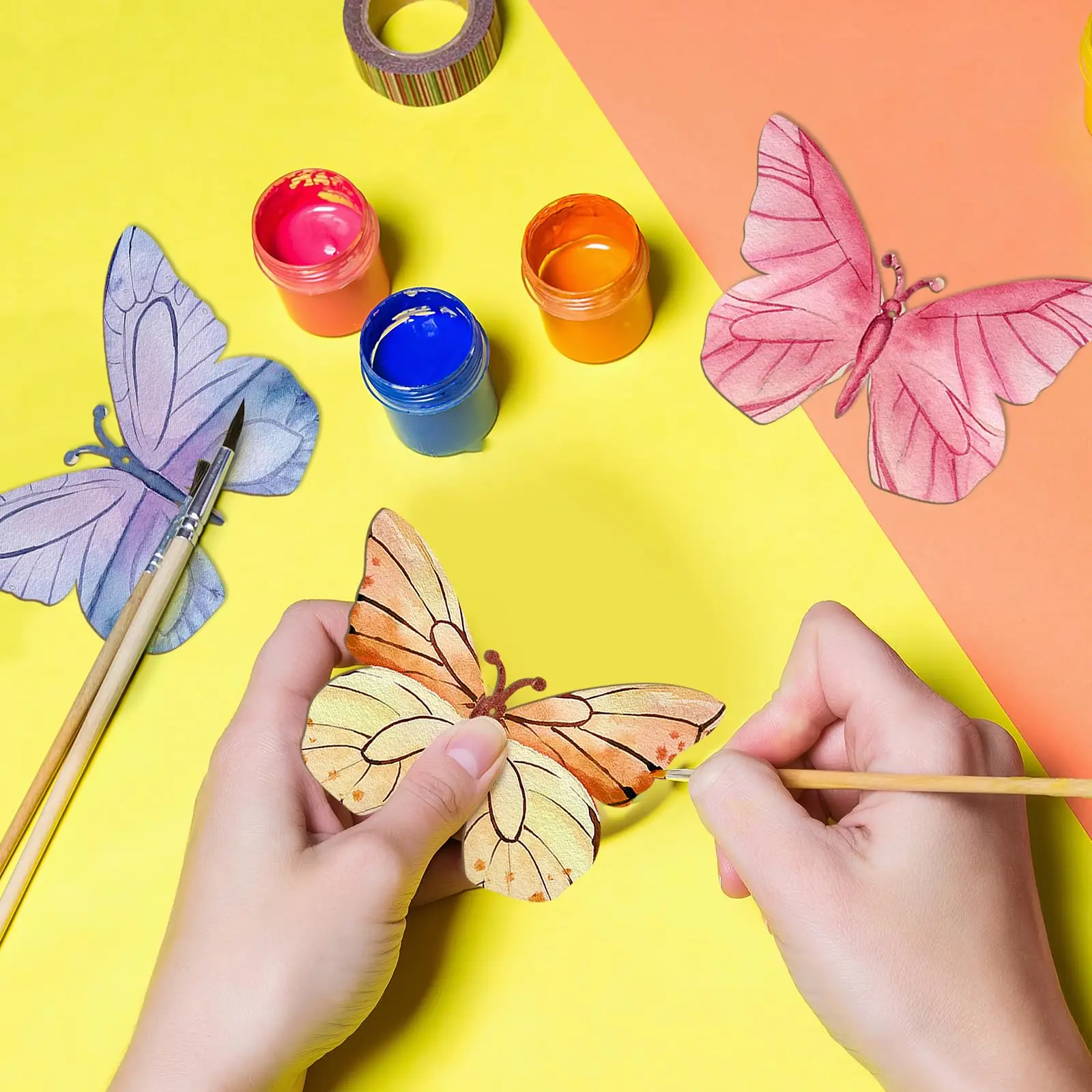 10/24pcs Butterfly Flower Unfinished Crafts Wooden Slices Ornaments For Birthday Wedding Party Table Decor DIY Painting Gifts