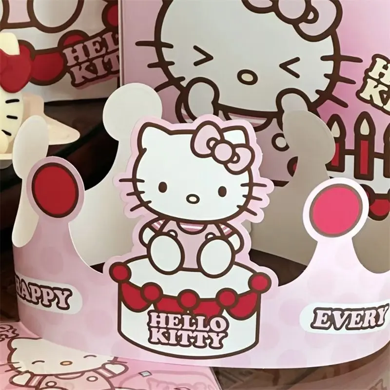 Sanrio Hello Kitty  Birthday Party Hat Cartoon Girl Cute Happy Birthday Kids Adult Party Hats Party Decorations Crown Supplies