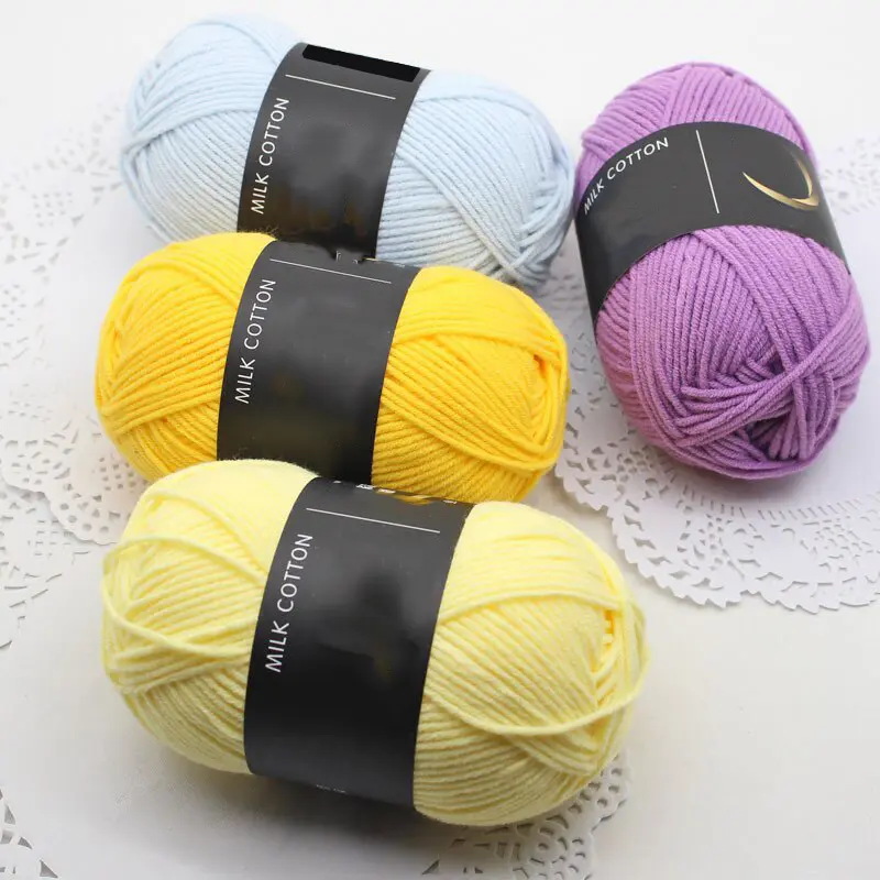 Milk Cotton Yarn 4 Strand Combed Fiber Milk Cotton Medium Fine Yarn Handmade Knitted Sweater Scarf DIY Material Bag