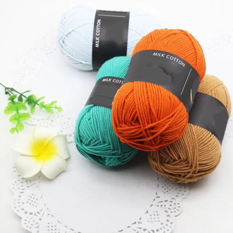 Milk Cotton Yarn 4 Strand Combed Fiber Milk Cotton Medium Fine Yarn Handmade Knitted Sweater Scarf DIY Material Bag