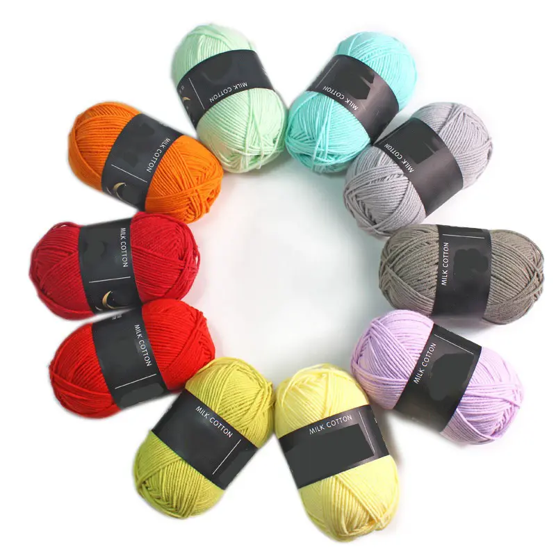 Milk Cotton Yarn 4 Strand Combed Fiber Milk Cotton Medium Fine Yarn Handmade Knitted Sweater Scarf DIY Material Bag