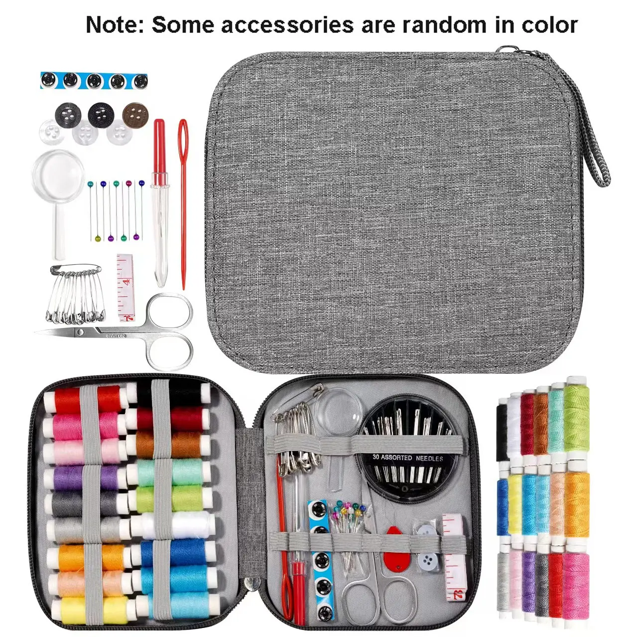 Sewing Kit Complete Set with Threads Needles Scissors Tape Measure Buttons and More for DIY Handcraft Projects Home and Travel