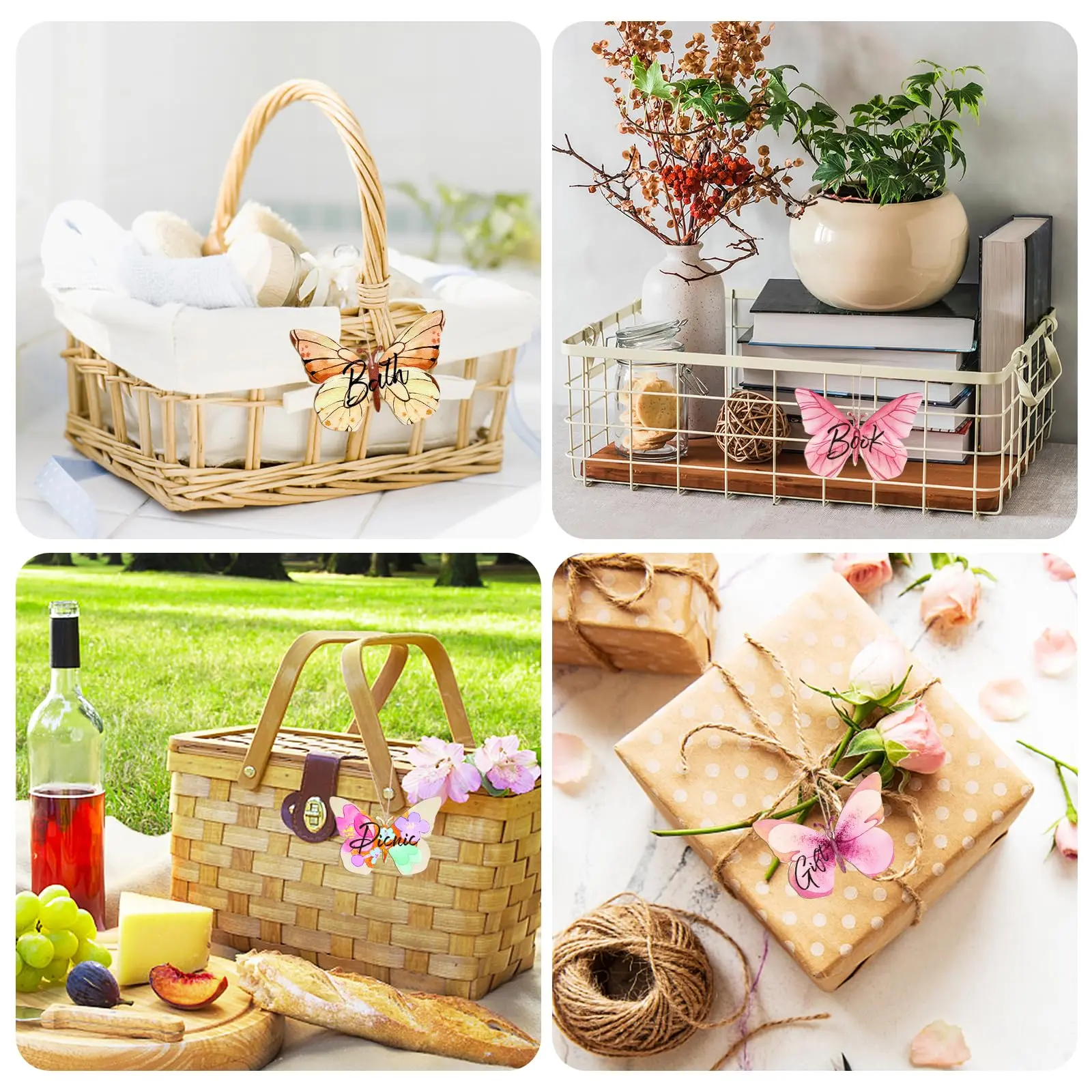 10/24pcs Butterfly Flower Unfinished Crafts Wooden Slices Ornaments For Birthday Wedding Party Table Decor DIY Painting Gifts