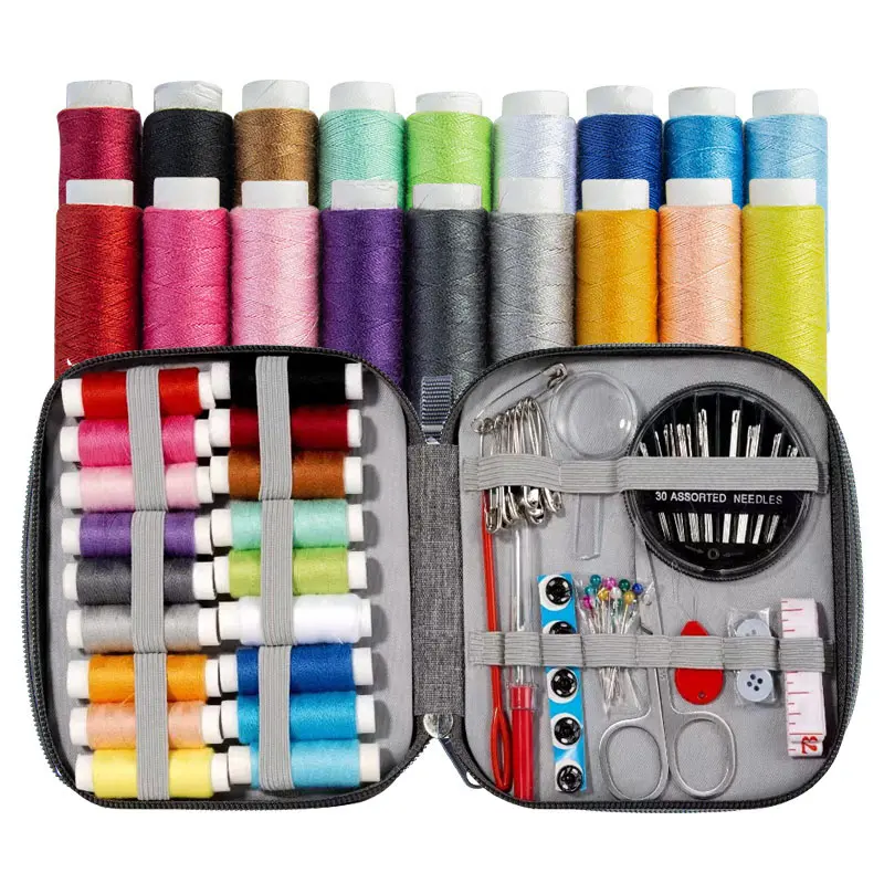 Sewing Kit Complete Set with Threads Needles Scissors Tape Measure Buttons and More for DIY Handcraft Projects Home and Travel