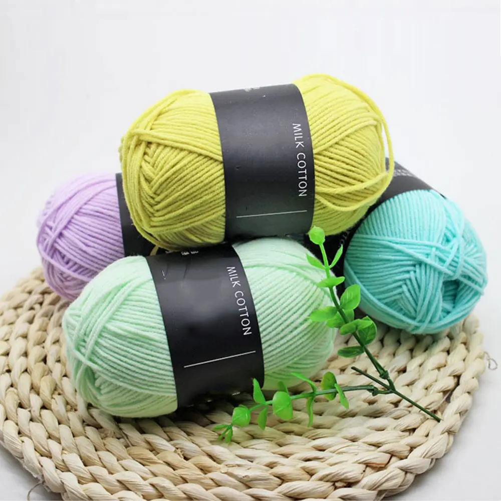 Milk Cotton Yarn 4 Strand Combed Fiber Milk Cotton Medium Fine Yarn Handmade Knitted Sweater Scarf DIY Material Bag