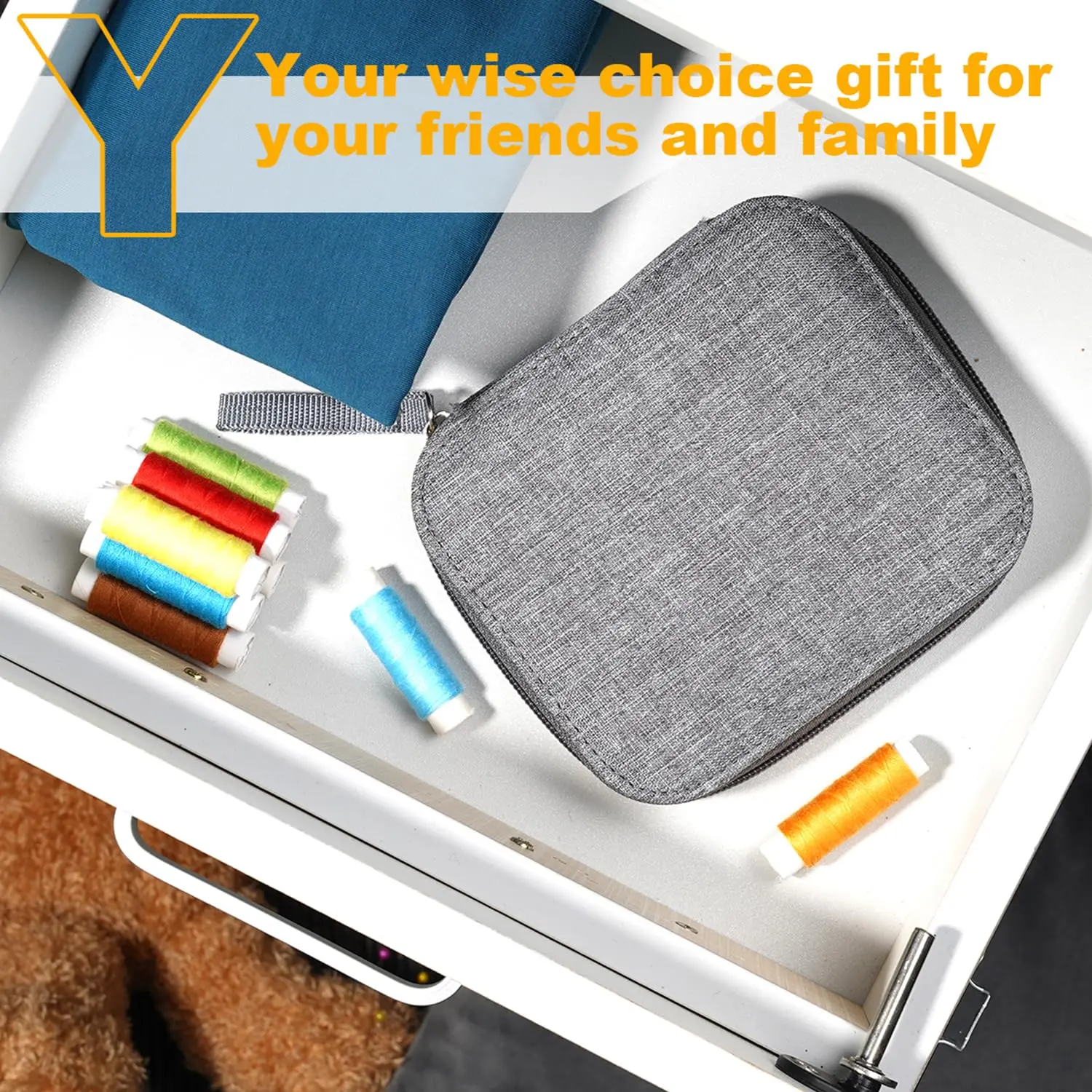Sewing Kit Complete Set with Threads Needles Scissors Tape Measure Buttons and More for DIY Handcraft Projects Home and Travel
