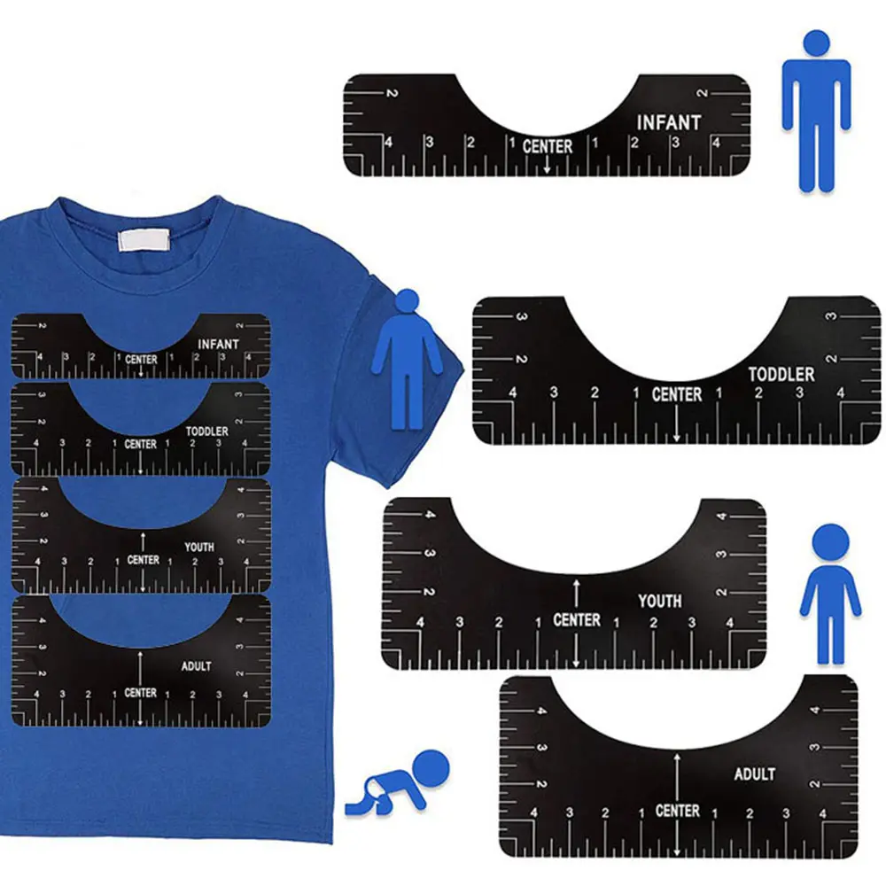 4pcs Round Neck Measuring Ruler Tailors Ruler Designing Clothes T-shirt Round Neck Size Calibration Tool DIY Design Tool