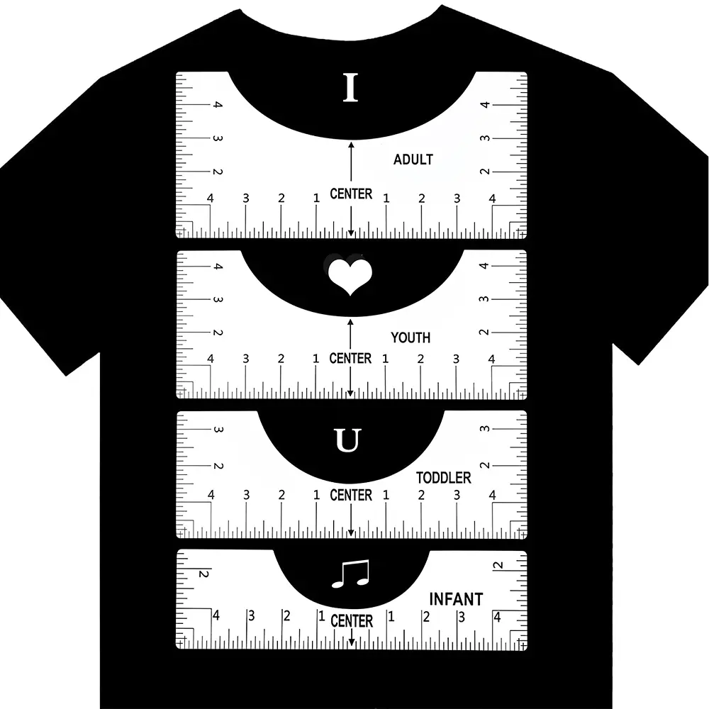 4pcs Round Neck Measuring Ruler Tailors Ruler Designing Clothes T-shirt Round Neck Size Calibration Tool DIY Design Tool