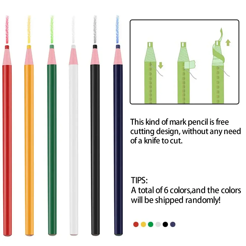12pcs/Box Cut Free Sewing Tailor Chalk Pencils Fabric Marker Pen Sewing Chalk Garment Pencil for DIY Clothing Tool Accessories