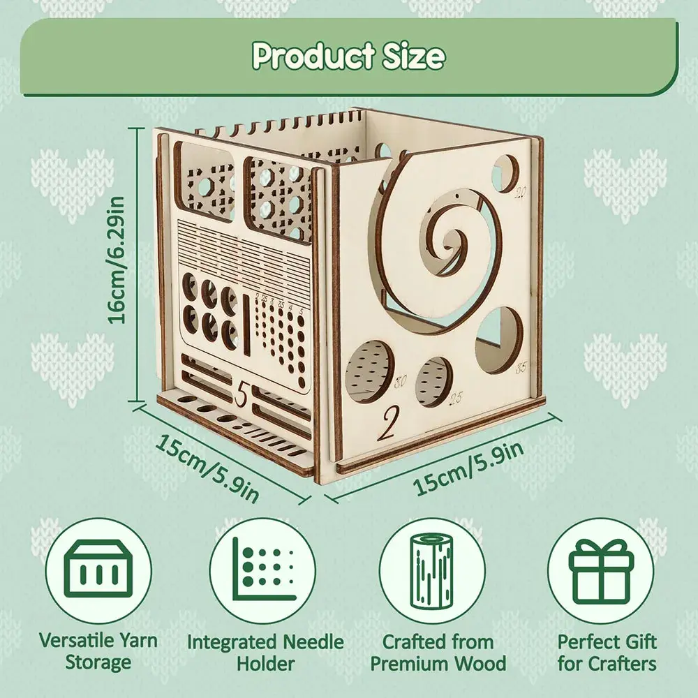 1Pcs Integrated Wooden Yarn Bowl Multifunctional Knitting Tool Multifunctional Yarn Frame Style Knitted Square Yarn Bowl