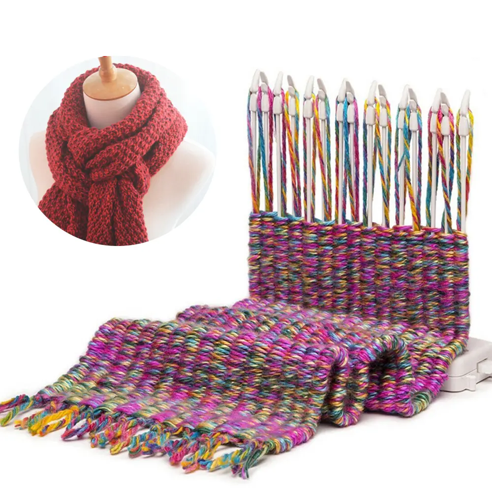 Scarf Knitting Machine Weave 15 Needles Knitting Loom Machine Kits with 2pcs Yarn for Children Educational Toys