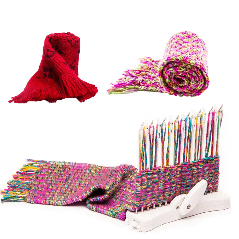 Scarf Knitting Machine Weave 15 Needles Knitting Loom Machine Kits with 2pcs Yarn for Children Educational Toys