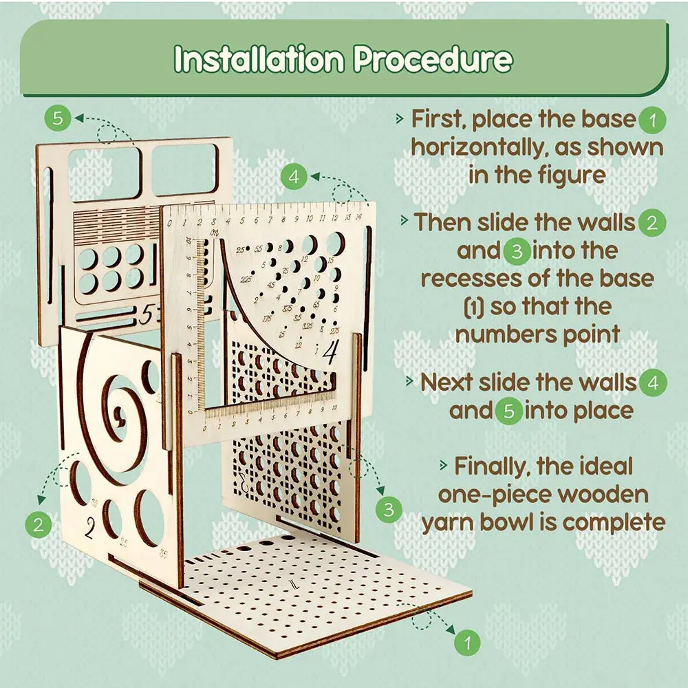 1Pcs Integrated Wooden Yarn Bowl Multifunctional Knitting Tool Multifunctional Yarn Frame Style Knitted Square Yarn Bowl