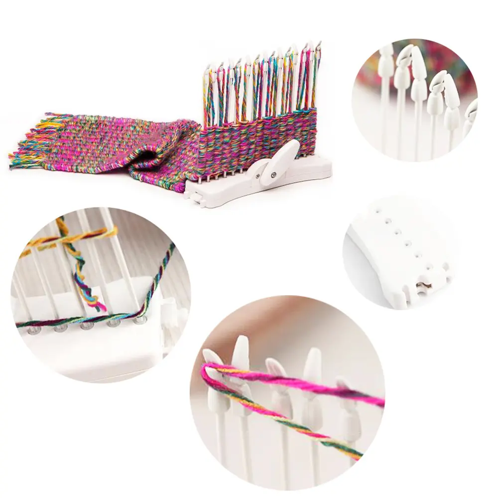 Scarf Knitting Machine Weave 15 Needles Knitting Loom Machine Kits with 2pcs Yarn for Children Educational Toys