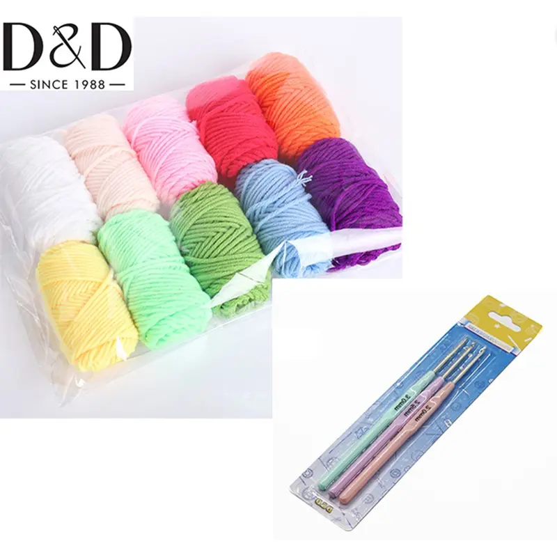 13 PCS Handmade Woven Wool Tool DIY 10 Colored Yarn 3 Creative Handmade Crochets Woven Material Set