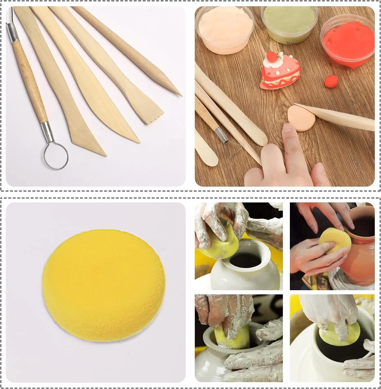 36pcs Polymer Clay Tools Modeling Sculpting Dotting Tools Set Pottery Tools with Air Dry Ball Stylus Rock Painting Kit for Sculp