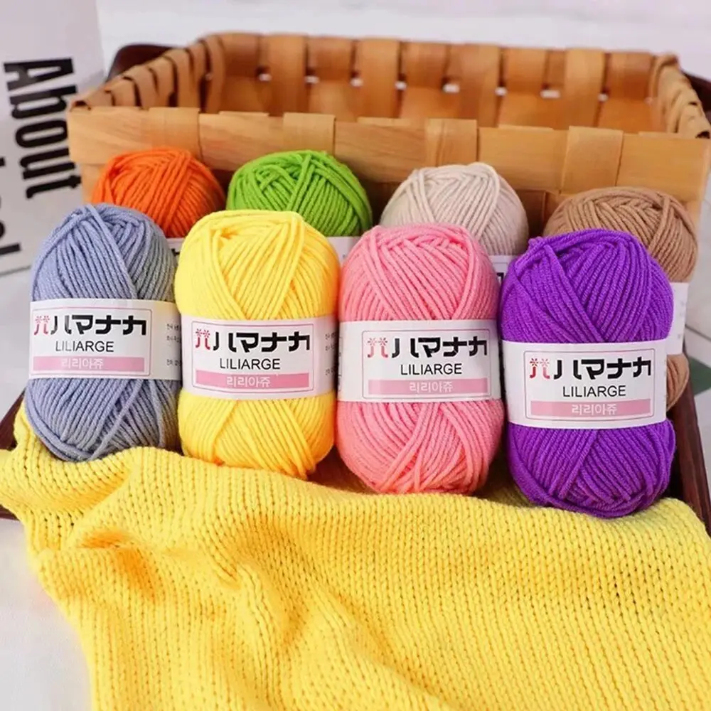 3Pcs Milk Sweet Soft Cotton Baby Knitting Wool Yarn Thick Yarn Fiber Velvet Yarn Hand Knitting Wool Crochet Yarn for DIY Sweater