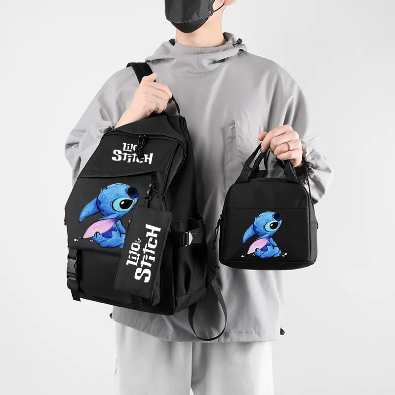 3Pcs/set Disney Lilo Stitch Backpack Boy Girl School Student Teenager Lunch Bags Women Rucksack Travel Backpack Mochila Escolar