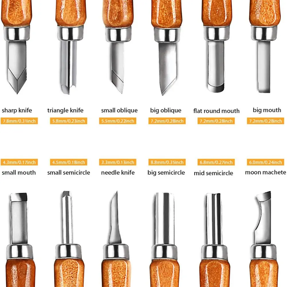 12 Piece Set Of Soft Wood Carving Knife Set Art Carving Knife Set Suitable For DIY Carving Carpenter Experts And Beginners
