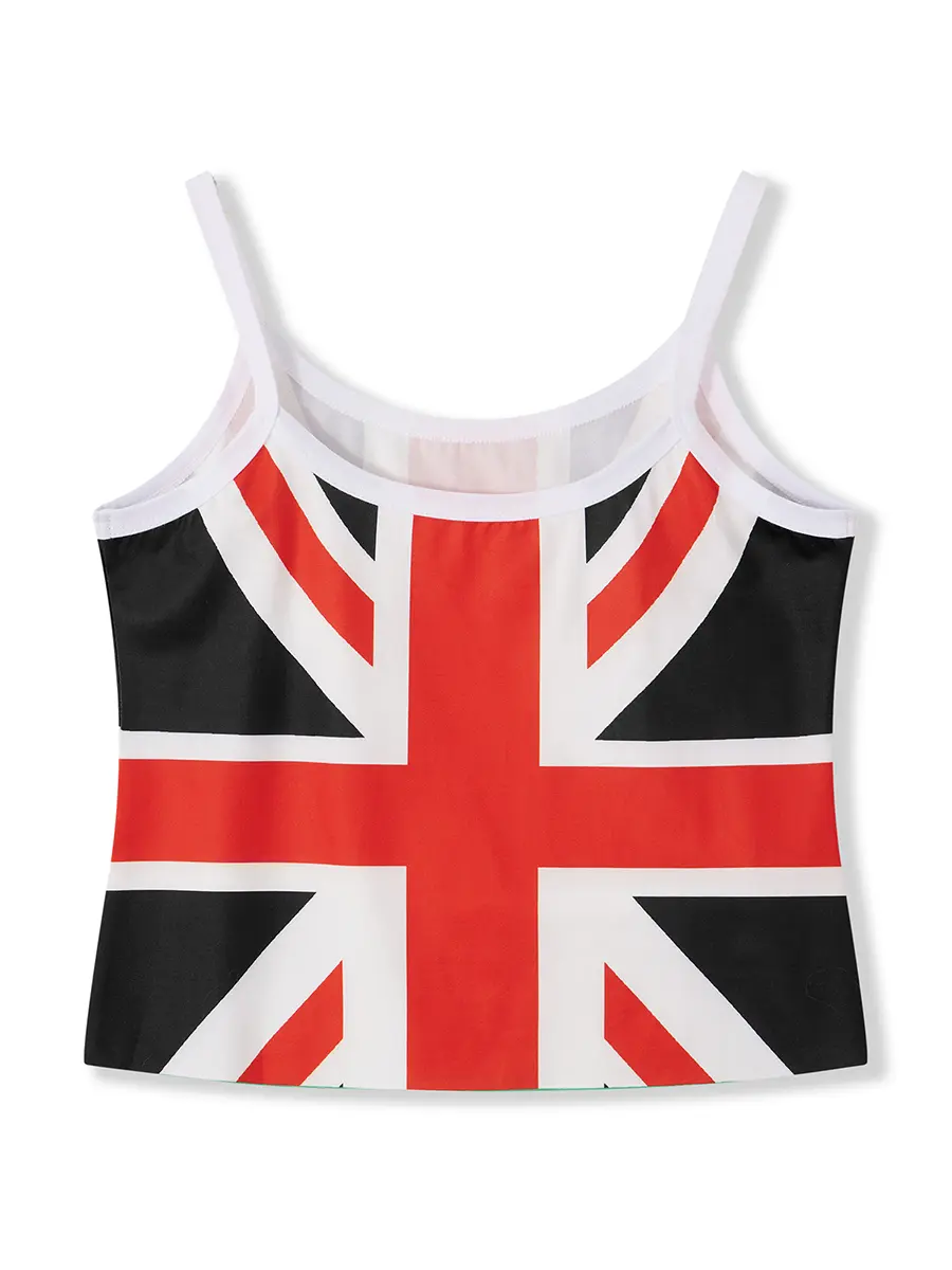 Y2K Union Jack Print Camisole for Women Summer Sleeveless Tank Top Slim Yoga Crop Tops Patriotic 4th of July Vest
