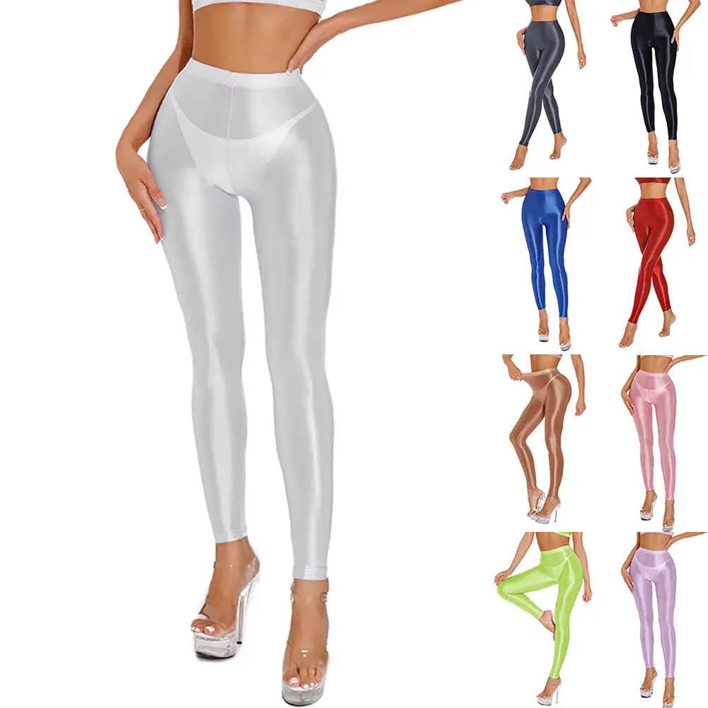 Comfy Fashion New Stylish Womens Pants Womens Trouser Yoga Pants Dancing Disco Shiny Leggings Satin Sheer Stretchy