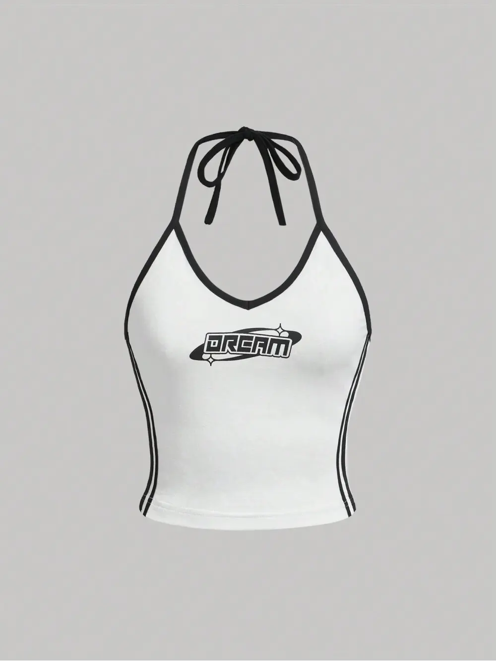 2025 New European and American Style Letter Print Color Block Fashion Casual Suit Hot Girl Slim Fit Camisole Top