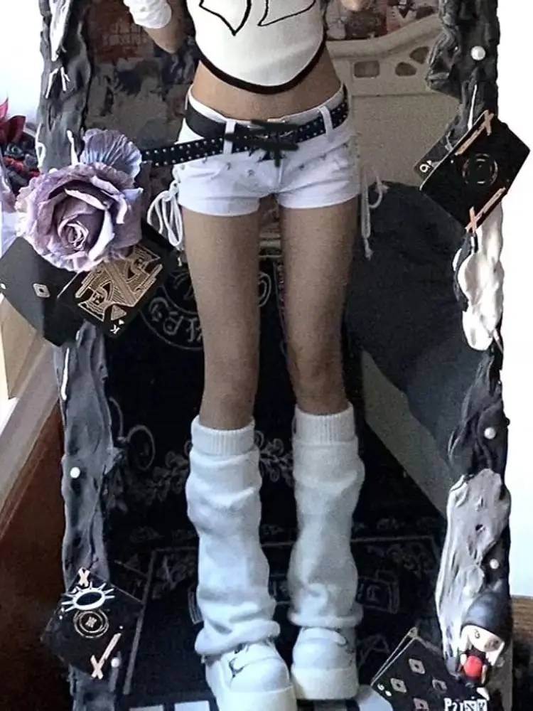 Gothic Y2k Lace Up Low Rise Denim Shorts Women 2000s Fashion Grunge Sexy Hot Pants Streetwear Harajuku American Retro Shorts