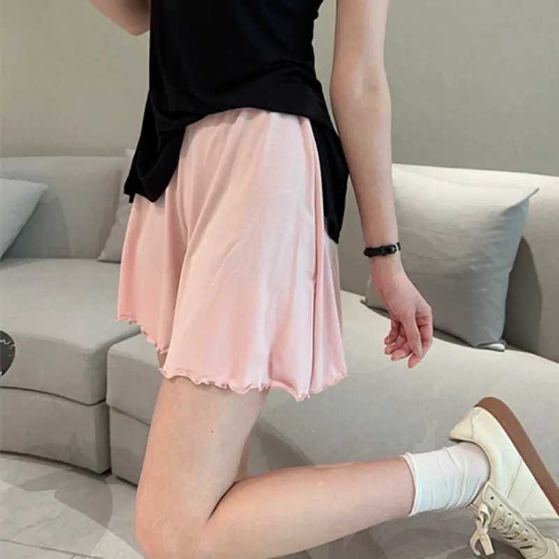 Edible Tree Fungus shorts Elastic waist Summer women Modal short pants Loose homewear wide leg short Plus size