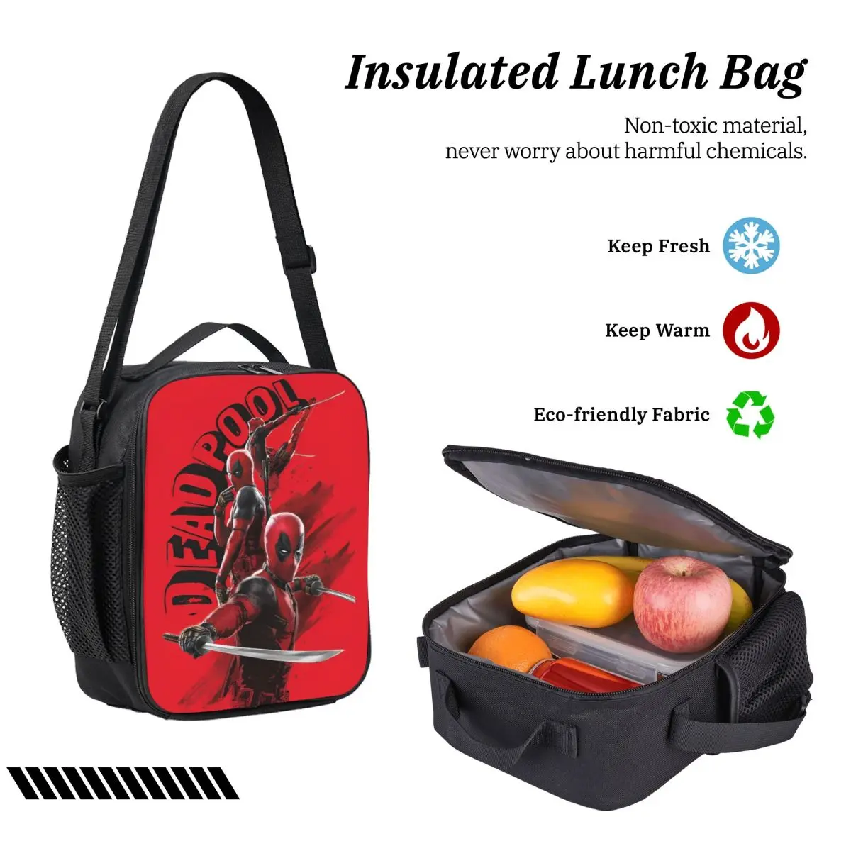 3Pcs Deadpool Backpack Set for Boy Girl Pencil Boxes Bookbag Sets with Lunch Box For Primary School Students Daypack