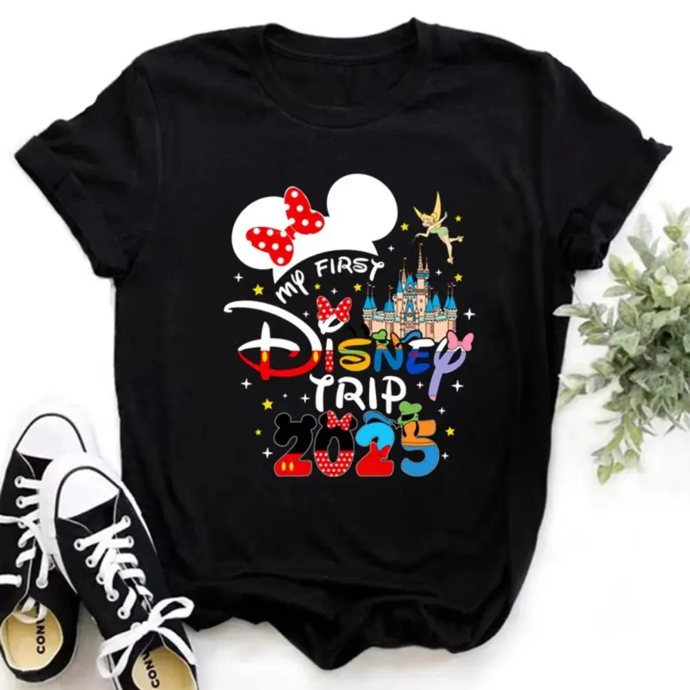 Summer Parent-child Clothing Funny Gold Disney 2025 Women's T-shirt Summer Women's T-shirt Casual Short-sleeved T-shirt
