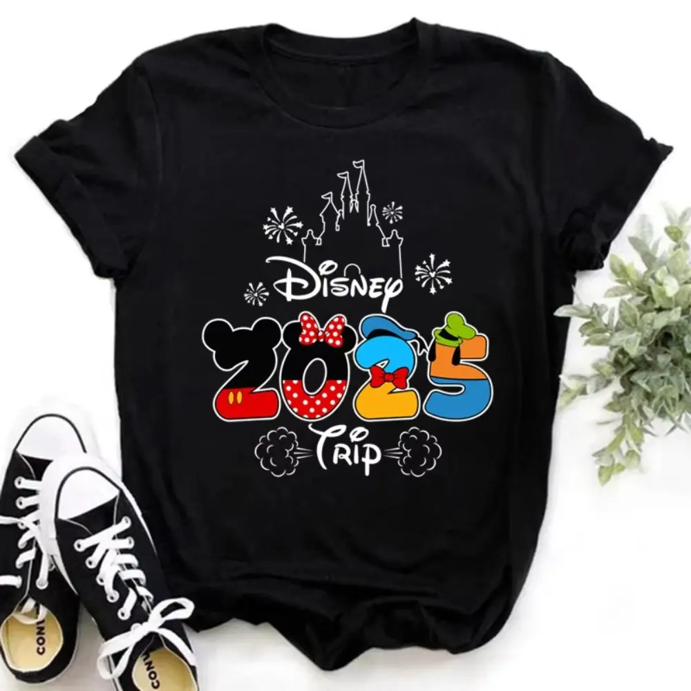 Summer Parent-child Clothing Funny Gold Disney 2025 Women's T-shirt Summer Women's T-shirt Casual Short-sleeved T-shirt