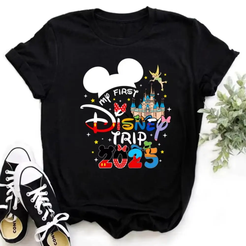 Summer Parent-child Clothing Funny Gold Disney 2025 Women's T-shirt Summer Women's T-shirt Casual Short-sleeved T-shirt