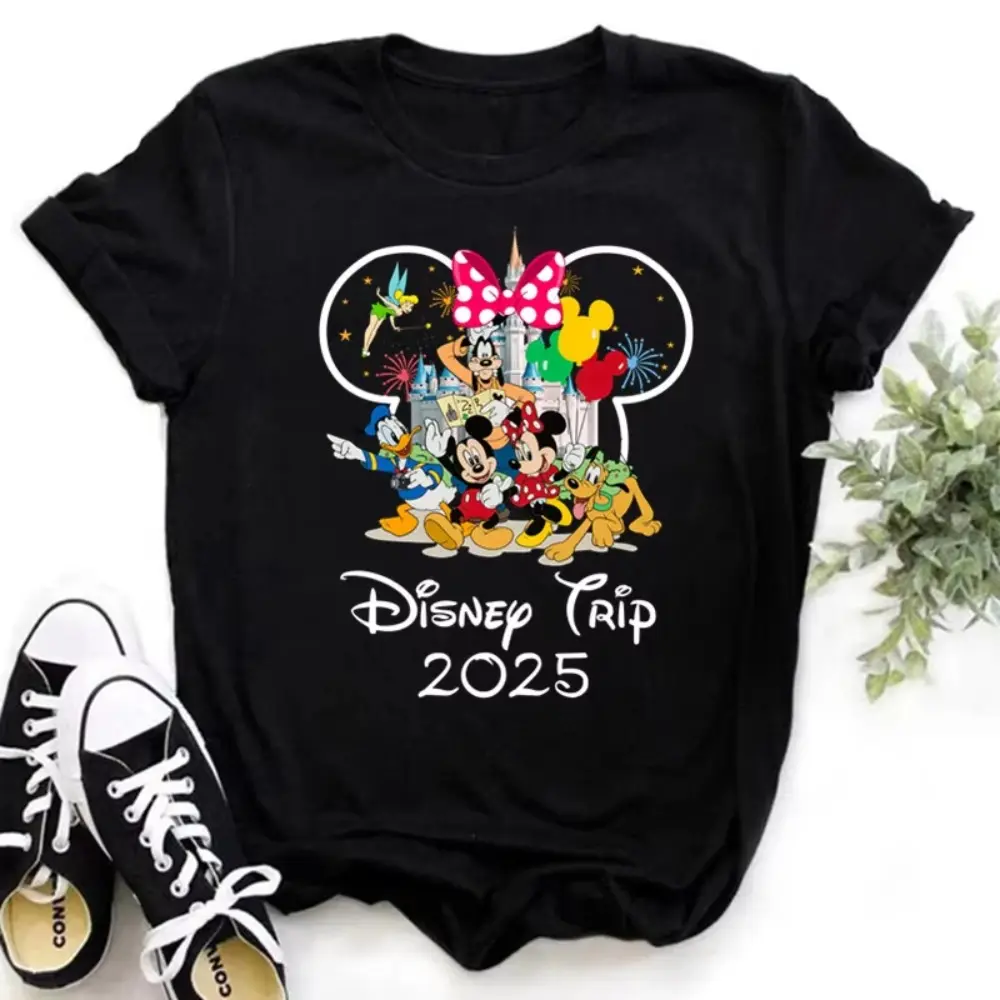 Summer Parent-child Clothing Funny Gold Disney 2025 Women's T-shirt Summer Women's T-shirt Casual Short-sleeved T-shirt