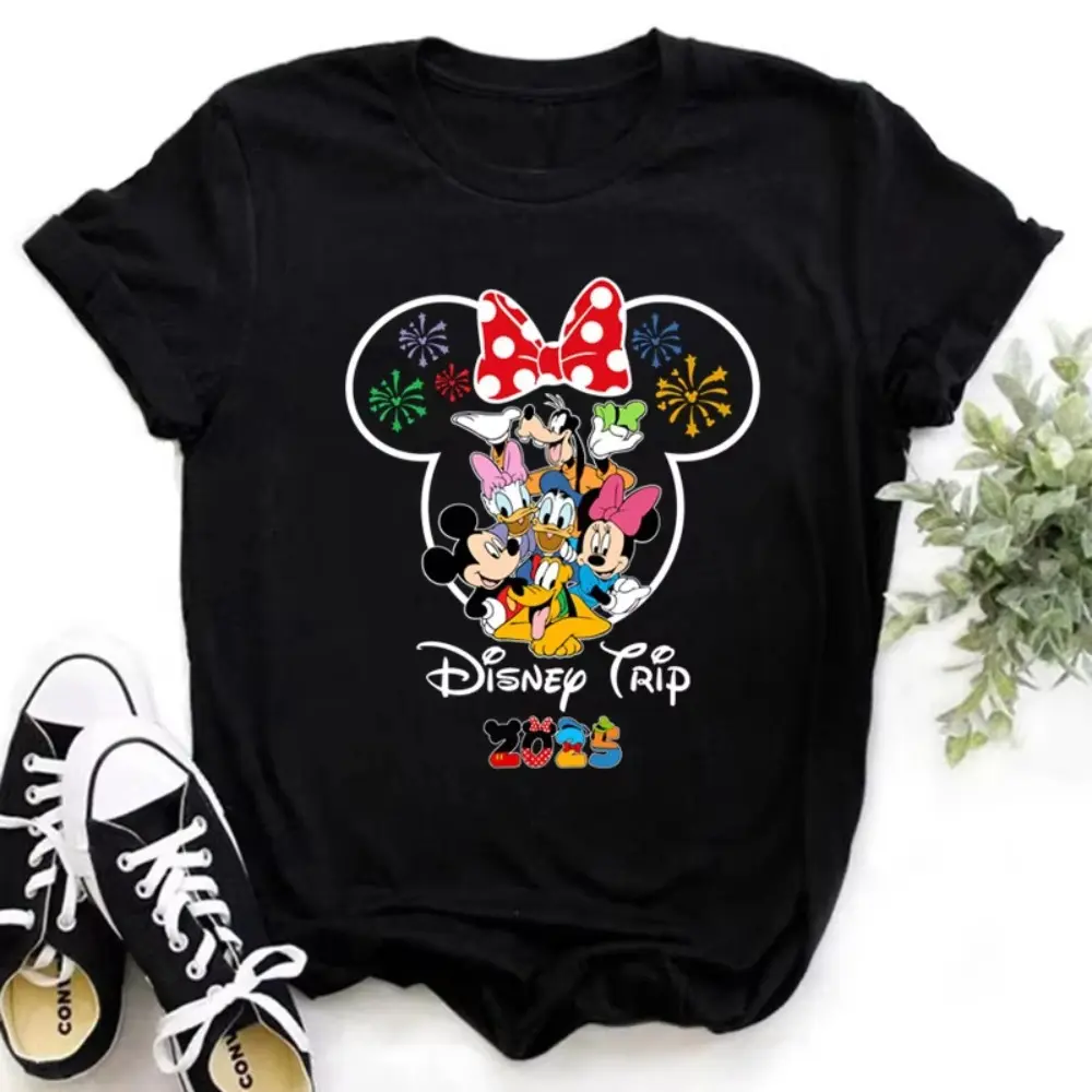 Summer Parent-child Clothing Funny Gold Disney 2025 Women's T-shirt Summer Women's T-shirt Casual Short-sleeved T-shirt