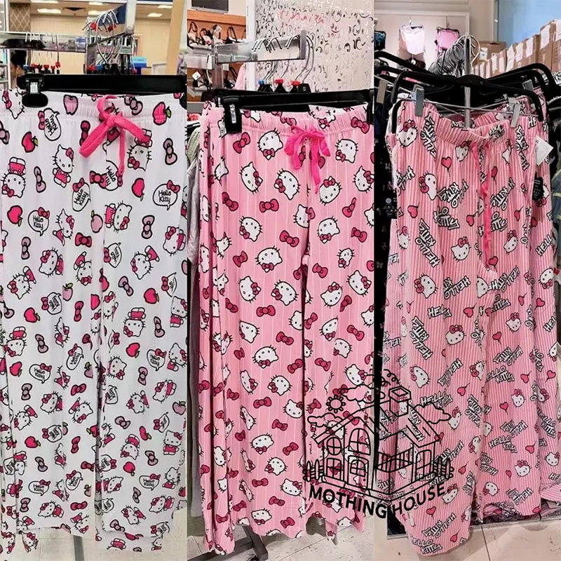 Hello Kitty Sanrio Cartoon Sleeping Pants Kawaii Anime Autumn Leisure Home Pajamas Pants Home Sleeping Long Pants Cute Girls
